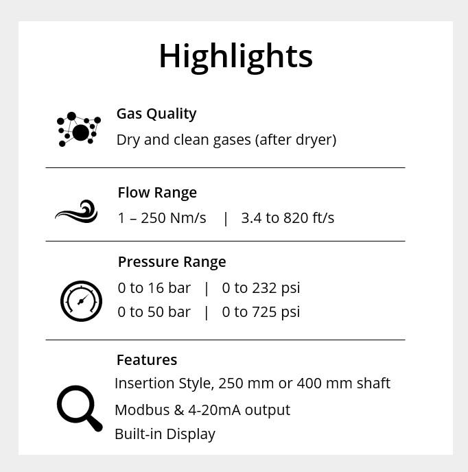 Highlights of the outdoor thermal mass flow meter (insertion style)