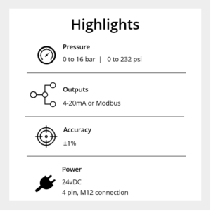 Pressure Sensor - Modbus - Features