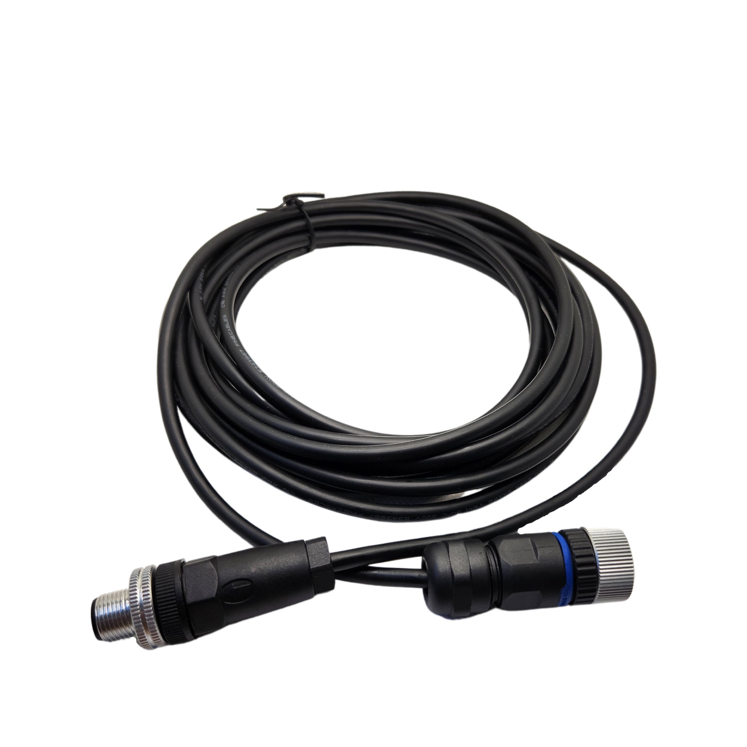 Cable with 1 M12 female connector and 1 M12 male connector