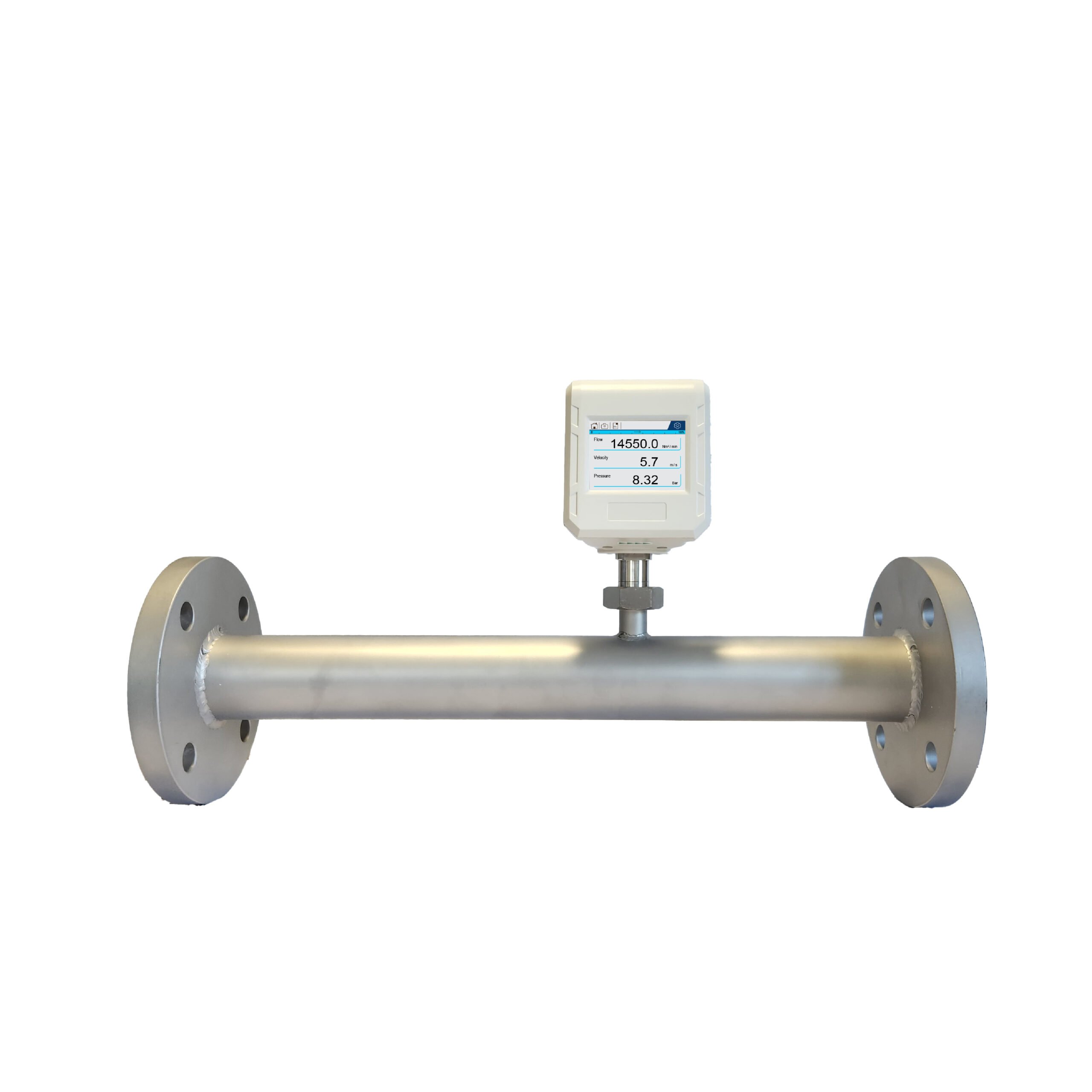 Inline Thermal Mass flow meter. Flange connection