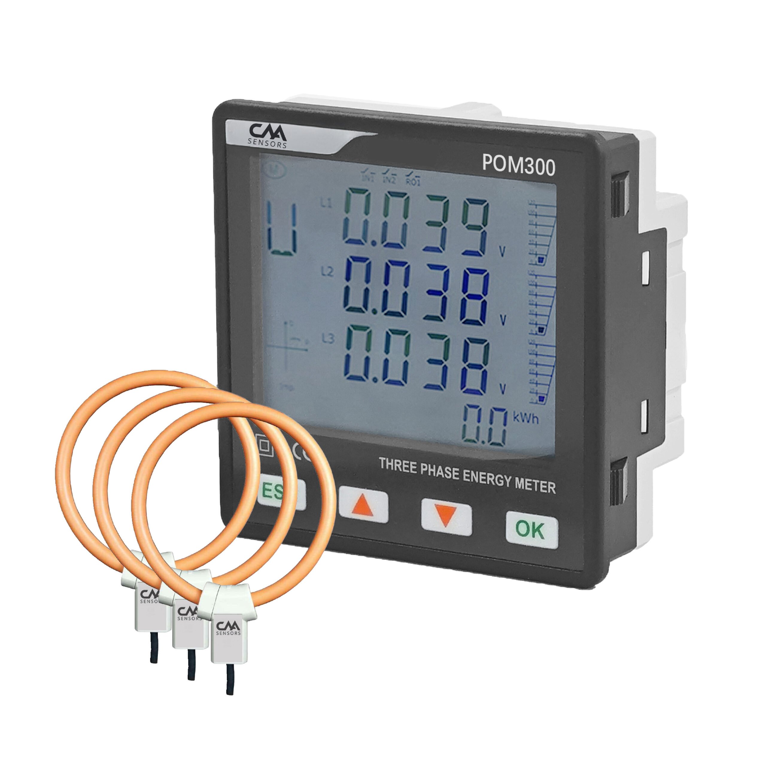 3 phase power meter. Panel mounted